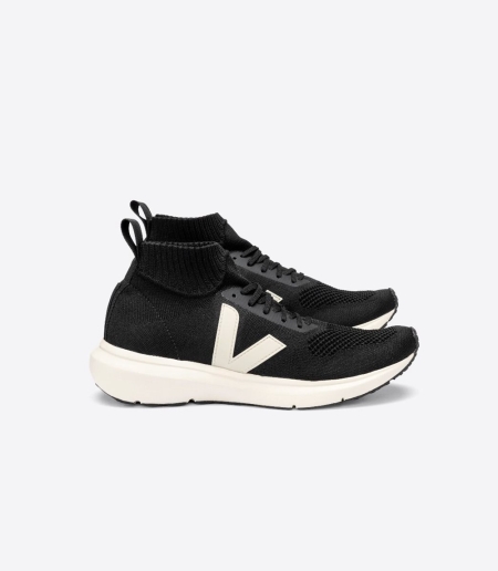 Men Veja X Rick Owens V-Knit Mid Vegan Shoes Running Shoes Black ireland IE-6850YO